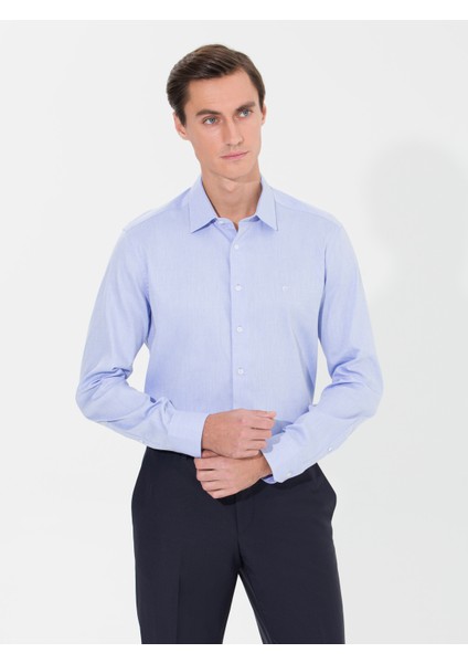 Erkek Açık Mavi Slim Fit Uzun Kollu Basic Gömlek 50268926-VR003