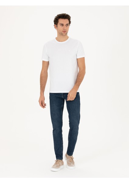 Erkek Beyaz Slim Fit Bisiklet Yaka T-shirt 50284773-VR013 fırsatları