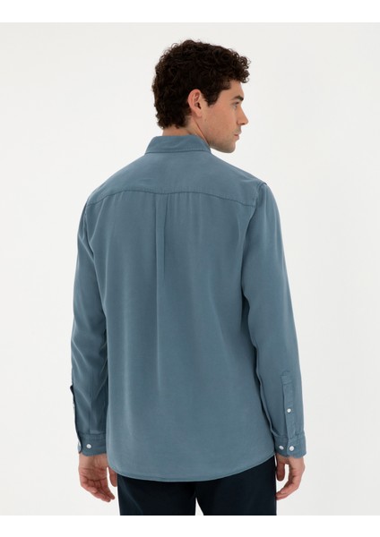 Erkek Koyu Mavi Regular Fit Uzun Kollu Gömlek 50284405-VR032