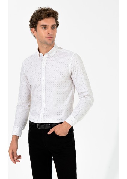 Erkek Bej Slim Fit Uzun Kollu Gömlek 50255653-VR011