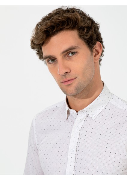 Erkek Bej Slim Fit Uzun Kollu Gömlek 50255653-VR011