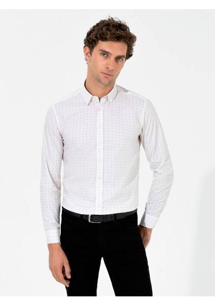Erkek Bej Slim Fit Uzun Kollu Gömlek 50255653-VR011