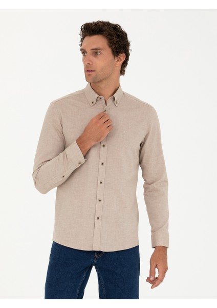 Erkek Bej Slim Fit Uzun Kollu Gömlek 50279988-VR011 modelleri
