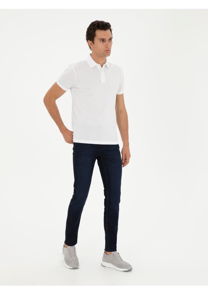 Erkek Beyaz Slim Fit Polo Yaka Merserize T-shirt 50284772-VR013 fırsatları