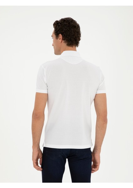 Erkek Beyaz Slim Fit Polo Yaka Merserize T-shirt 50284772-VR013 indirimleri