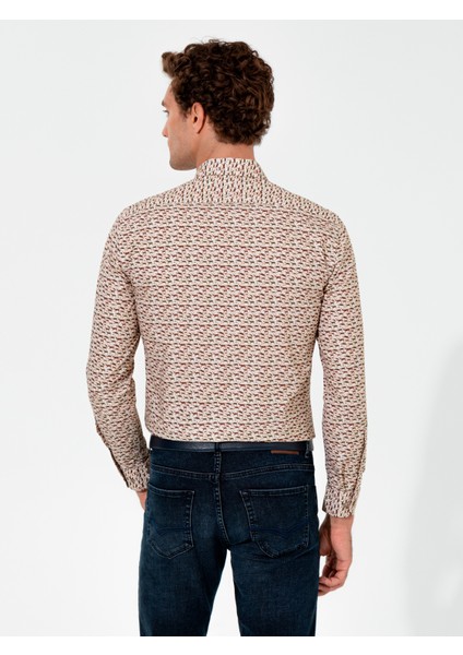 Erkek Haki Slim Fit Uzun Kollu Gömlek 50255589-VR027 indirimleri