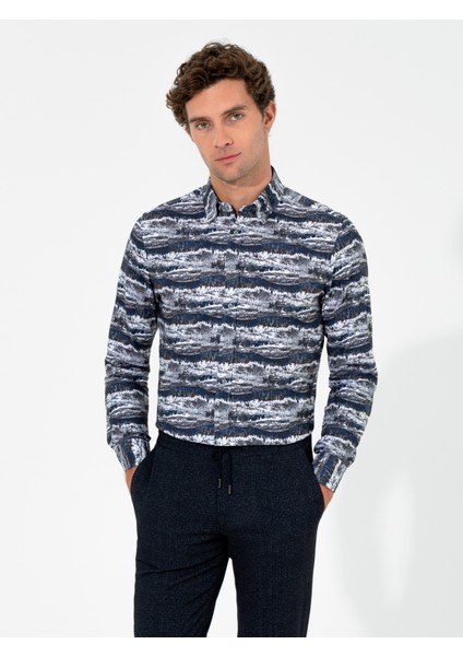Erkek Gri Slim Fit Uzun Kollu Gömlek 50255330-VR024 modelleri
