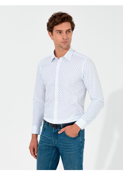 Erkek Beyaz Slim Fit Uzun Kollu Gömlek 50255635-VR013 modelleri