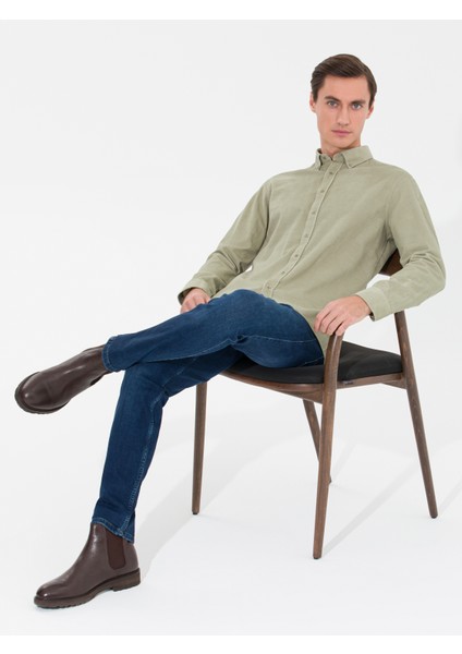 Erkek Su Yeşili Slim Fit Uzun Kollu Gömlek 50257239-VR048 indirimleri