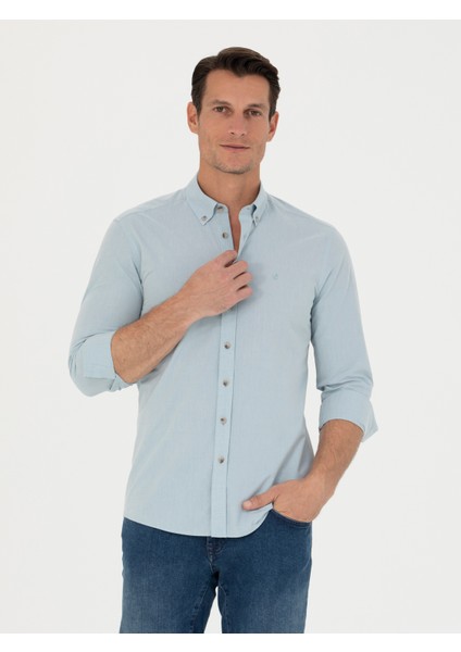 Erkek Açık Mavi Slim Fit Uzun Kollu Gömlek 50265476-VR003