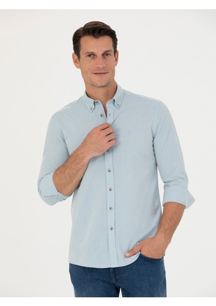 Erkek Açık Mavi Slim Fit Uzun Kollu Gömlek 50265476-VR003 modelleri