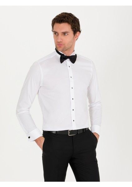 Erkek Beyaz Slim Fit Smokin Gömlek 50269833-VR013