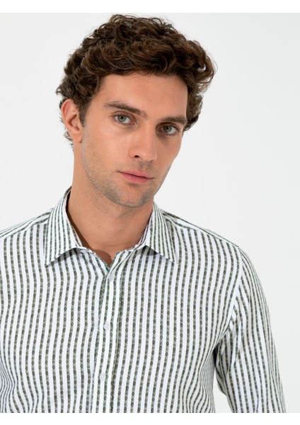 Erkek Haki Slim Fit Uzun Kollu Gömlek 50255606-VR027 fiyatları