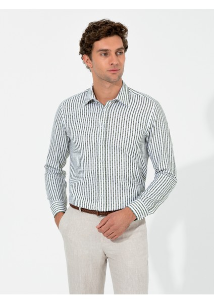 Erkek Haki Slim Fit Uzun Kollu Gömlek 50255606-VR027 modelleri