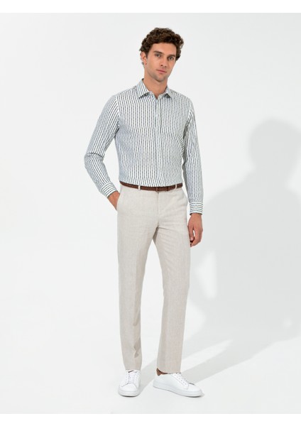 Erkek Haki Slim Fit Uzun Kollu Gömlek 50255606-VR027 fırsatları