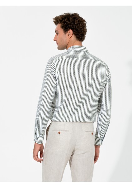 Erkek Haki Slim Fit Uzun Kollu Gömlek 50255606-VR027 indirimleri