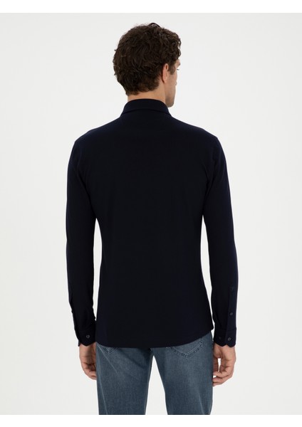 Erkek Lacivert Slim Fit Pamuk Karışımlı Gömlek 50287865-VR033 indirimleri
