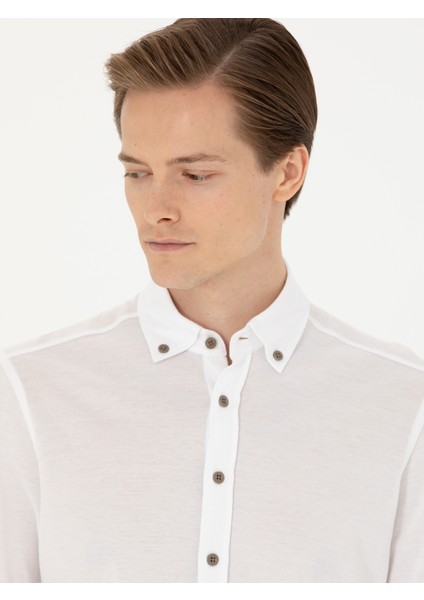 Erkek Beyaz Slim Fit Uzun Kollu Gömlek 50279606-VR013 fiyatları