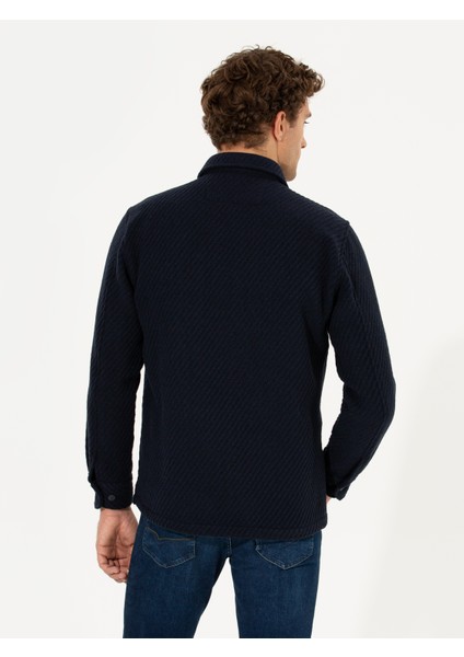 Erkek Lacivert Oversize Uzun Kollu Ceket Gömlek 50264075-VR033
