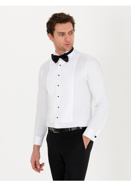 Erkek Beyaz Slim Fit Smokin Gömlek 50269231-VR013