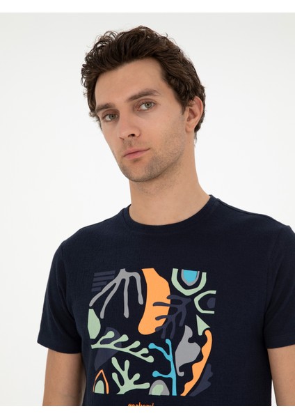 Erkek Lacivert Slim Fit Bisiklet Yaka T-shirt 50284398-VR033 fiyatları
