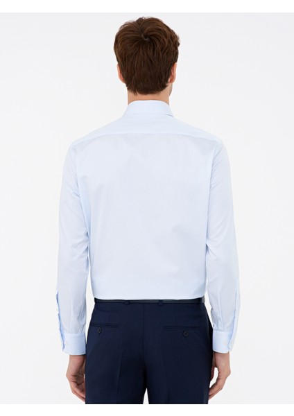 Erkek Açık Mavi Modern Fit Uzun Kollu Basic Gömlek 50235520-VR003