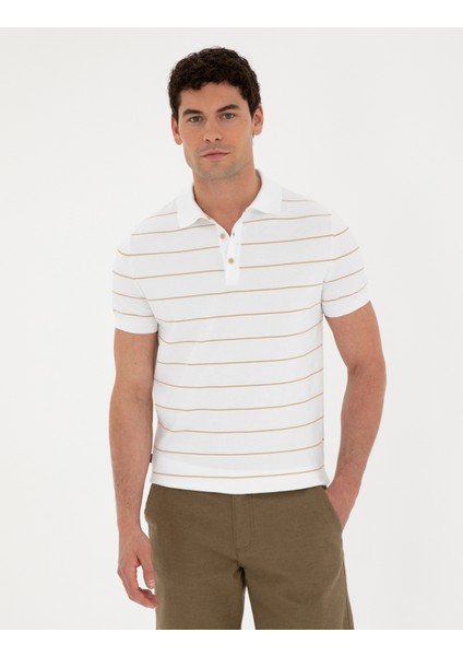 Erkek Kahverengi Slim Fit Düğmeli Polo Yaka Triko Tişört 50285181-VR197