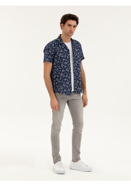 Erkek Lacivert Regular Fit Kısa Kollu Gömlek 50284428-VR033