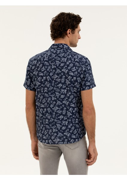 Erkek Lacivert Regular Fit Kısa Kollu Gömlek 50284428-VR033