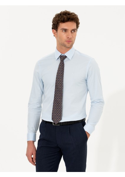 Erkek Açık Mavi Slim Fit Uzun Kollu Basic Gömlek 50268506-VR003