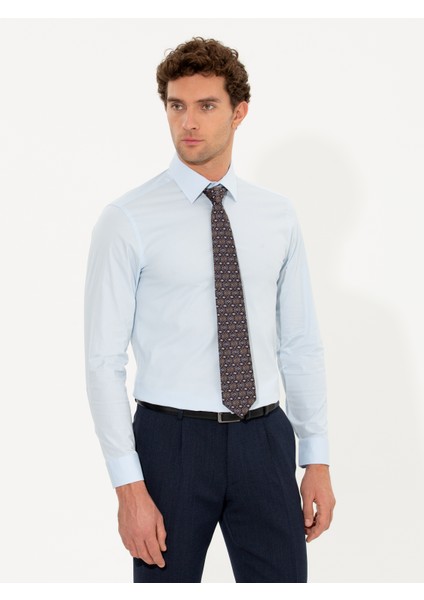 Erkek Açık Mavi Slim Fit Uzun Kollu Basic Gömlek 50268506-VR003