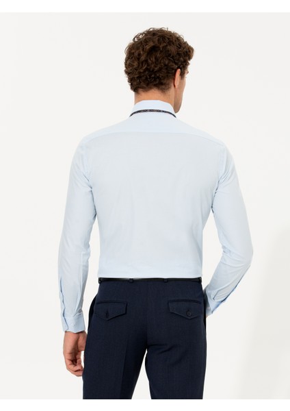 Erkek Açık Mavi Slim Fit Uzun Kollu Basic Gömlek 50268506-VR003