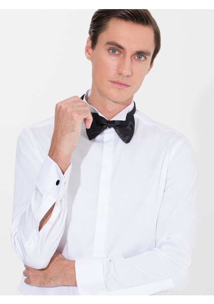 Erkek Beyaz Slim Fit Smokin Gömlek 50269446-VR013 fırsatları