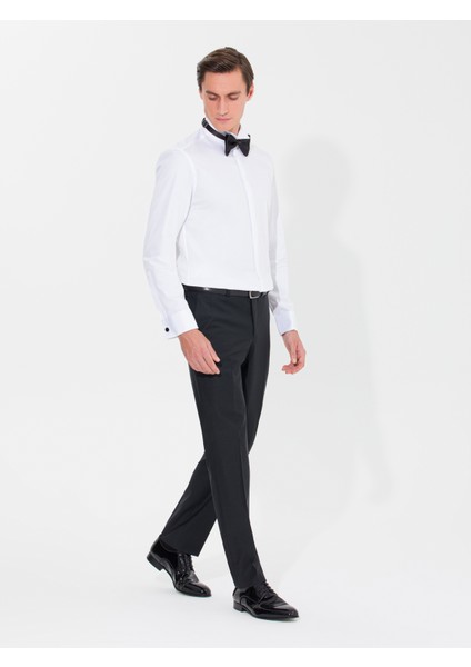 Erkek Beyaz Slim Fit Smokin Gömlek 50269446-VR013