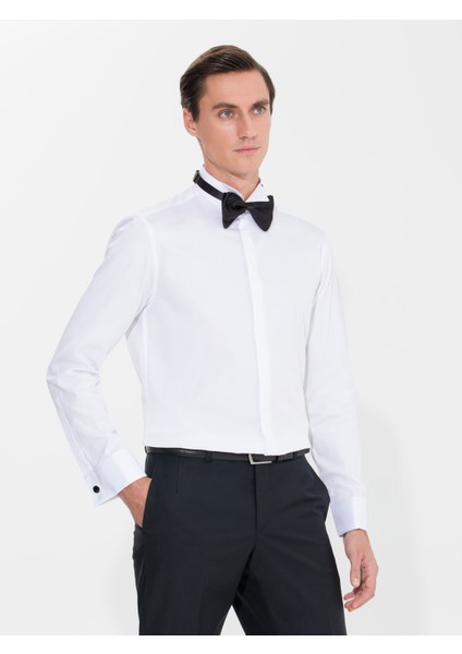 Erkek Beyaz Slim Fit Smokin Gömlek 50269446-VR013