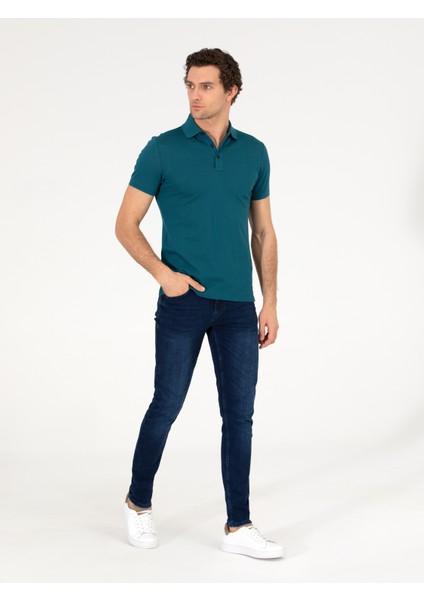 Erkek Zümrüt Polo Yaka Slim Fit Basic Merserize T-shirt 50265364-VR055