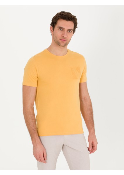 Erkek Hardal Bisiklet Yaka Slim Fit T-Shirt 50265869-VR072