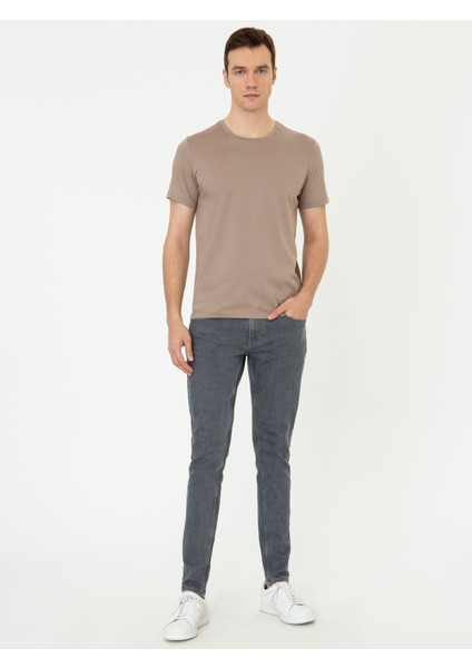 Erkek Vizon Bisiklet Yaka Slim Fit Basic Merserize T-shirt 50250321-VR052 fırsatları