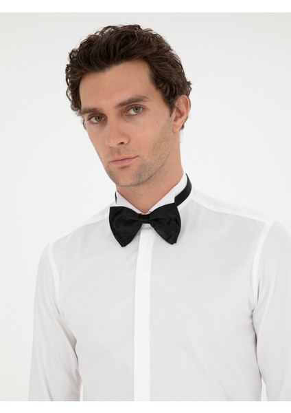 Erkek Beyaz Slim Fit Pamuk Karışımlı Manşetli Smokin Gömlek 50287298-VR013 fiyatları