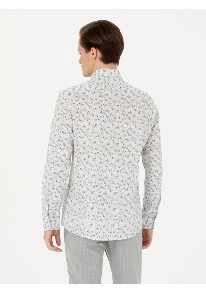 Erkek Haki Slim Fit Uzun Kollu Gömlek 50253868-VR027 indirimleri