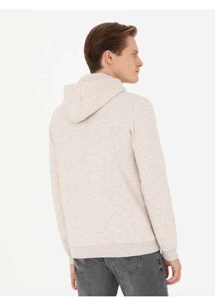 Erkek Bej Melanj Regular Fit Pamuk Karışımlı Kapüşonlu Sweatshirt 50272475-VR156 indirimleri