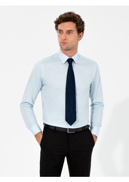 Erkek Açık Mavi Slim Fit Uzun Kollu Basic Gömlek 50259791-VR003
