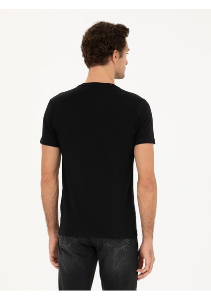 Erkek Siyah Slim Fit Bisiklet Yaka T-shirt 50284843-VR046 indirimleri