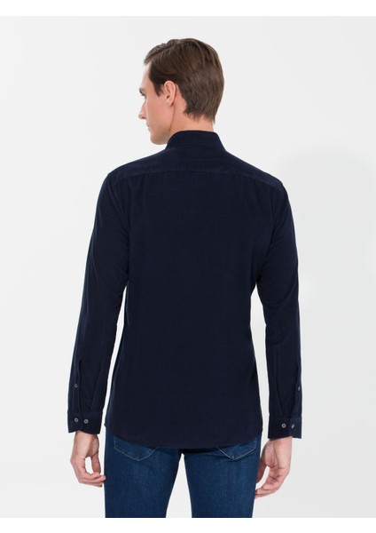 Erkek Lacivert Slim Fit Uzun Kollu Gömlek 50257239-VR033 fiyatları