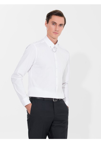 Erkek Beyaz Slim Fit Smokin Gömlek 50270056-VR013