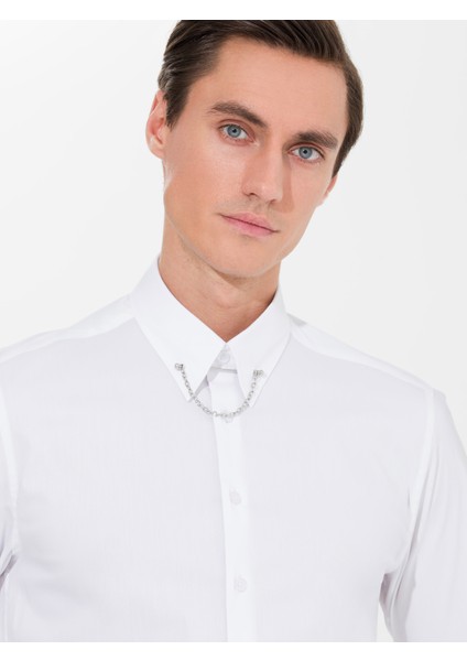 Erkek Beyaz Slim Fit Smokin Gömlek 50270056-VR013 fiyatları