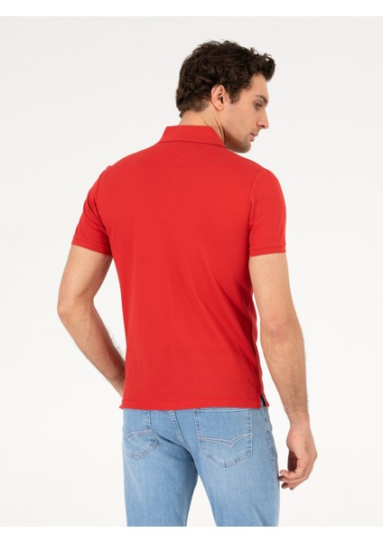 Erkek Nar Çiçeği Polo Yaka Slim Fit Basic Merserize T-shirt 50265364-VR039