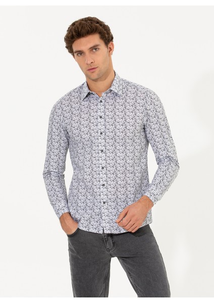 Erkek Siyah Slim Fit Uzun Kollu Gömlek 50256735-VR046