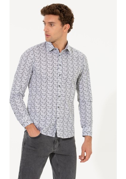 Erkek Siyah Slim Fit Uzun Kollu Gömlek 50256735-VR046