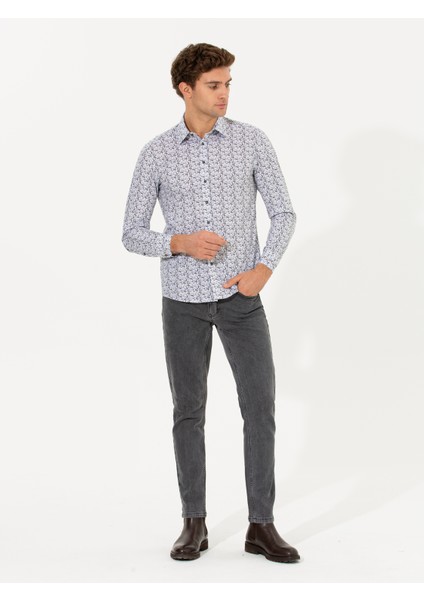 Erkek Siyah Slim Fit Uzun Kollu Gömlek 50256735-VR046